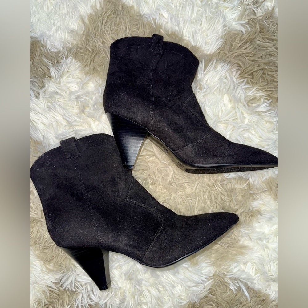 Nina West Black Suede Ankle Boots